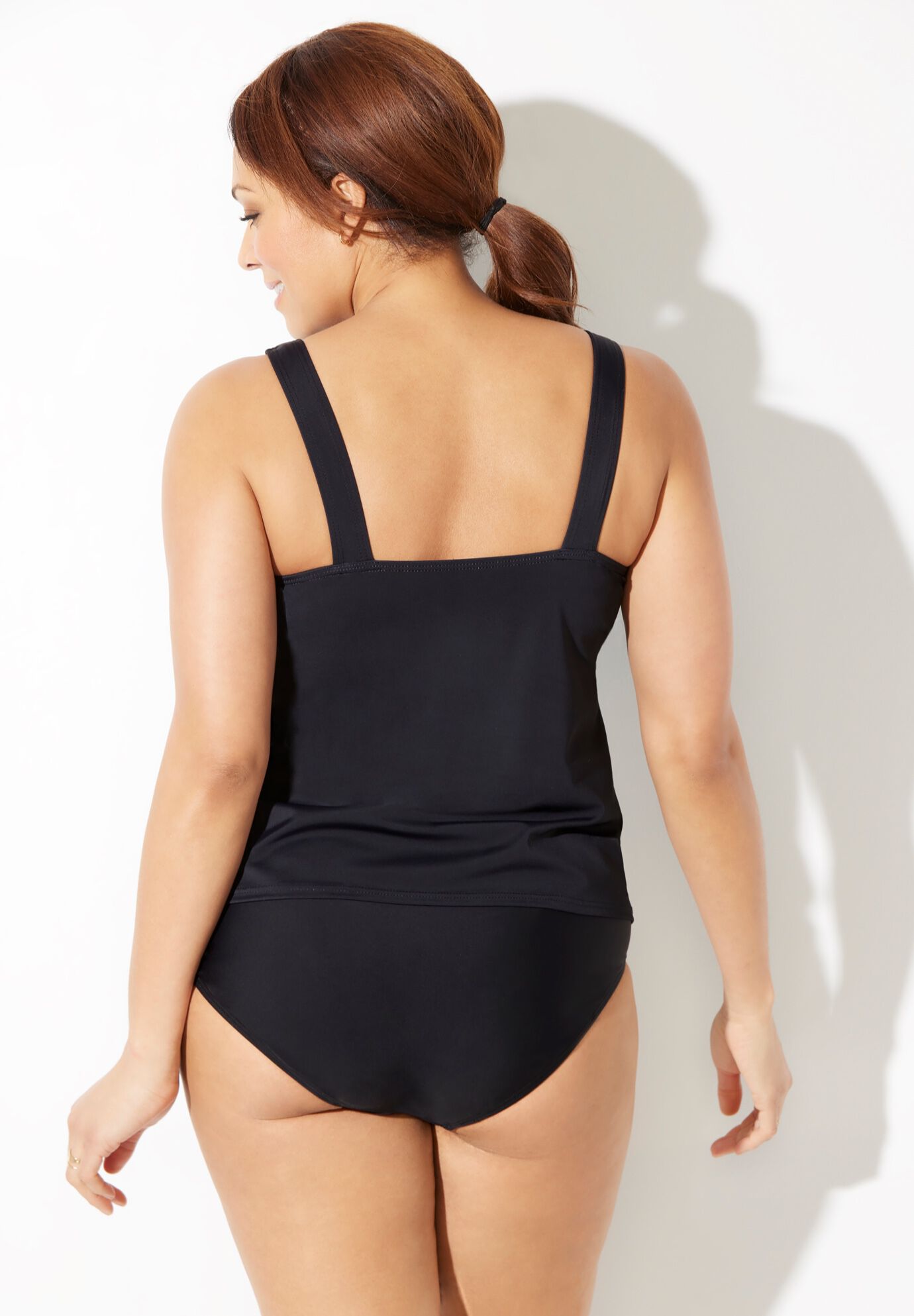 Chlorine Resistant Classic Tankini Set With Full Coverage Swim Brief, , on-hover image number null