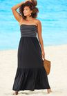 Karlie Smocked Bandeau Maxi Dress Cover Up, BLACK, hi-res image number null