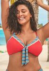 Mentor Tie Front Ribbed Bikini Top, RED MULTI AZTEC, hi-res image number null