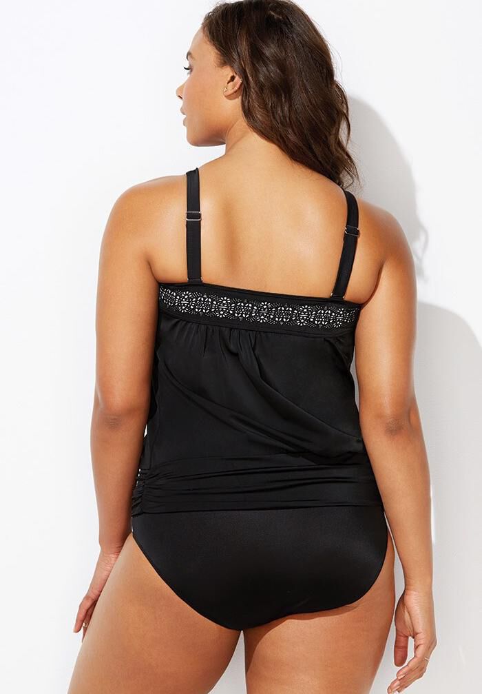 Laser Cut Blouson Tankini Set, , on-hover image number 1
