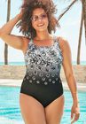 Chlorine Resistant Tank One Piece Swimsuit, WHITE, hi-res image number 0