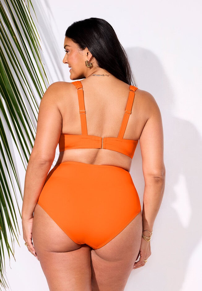 Bra Sized Drape Front Underwire Bikini Set, , on-hover image number null