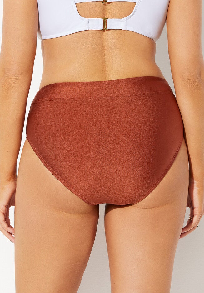 Metallic High Waist Bikini Bottom, SHINY DATTERO, on-hover image number 1
