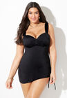 Adjustable Two Piece Swimdress, BLACK, hi-res image number null