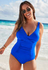 Twist Ruched One Piece Swimsuit, ROYAL, hi-res image number null