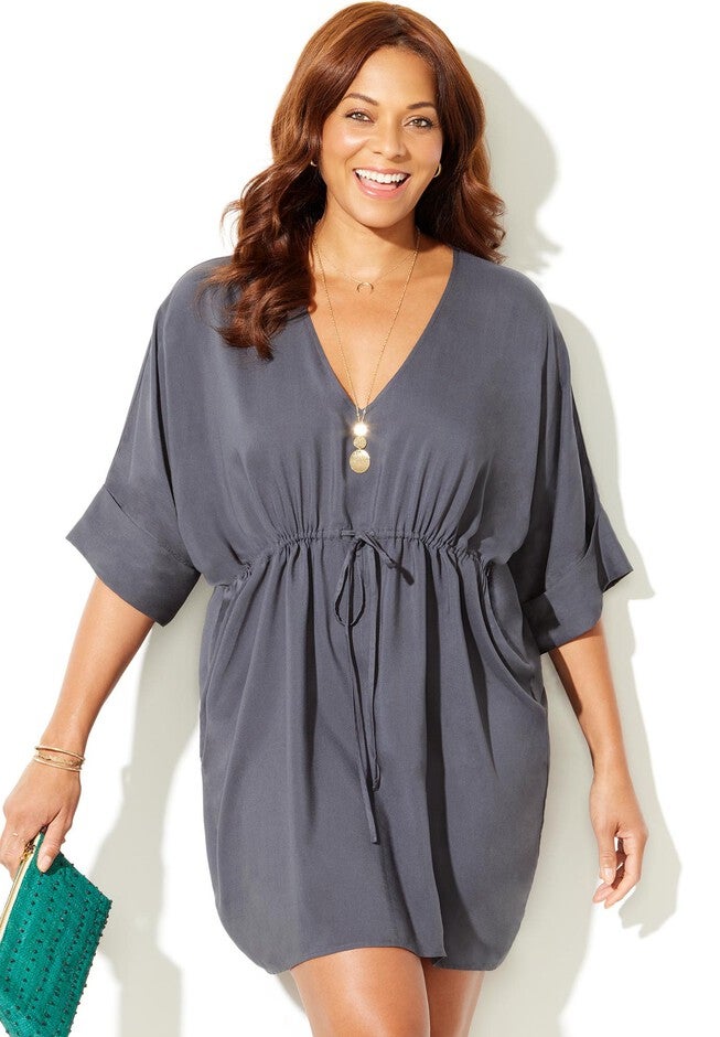 Amelia Draped V-Neck Dress Cover Up, ANCHOR, hi-res image number null
