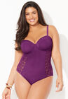 Crochet Underwire One Piece Swimsuit, SPICE, hi-res image number null