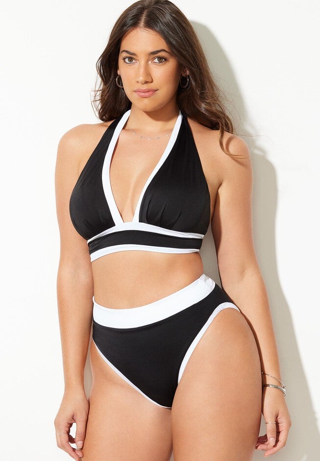 Bliss Colorblock Pleated Halter Bikini Set, , alternate image number null