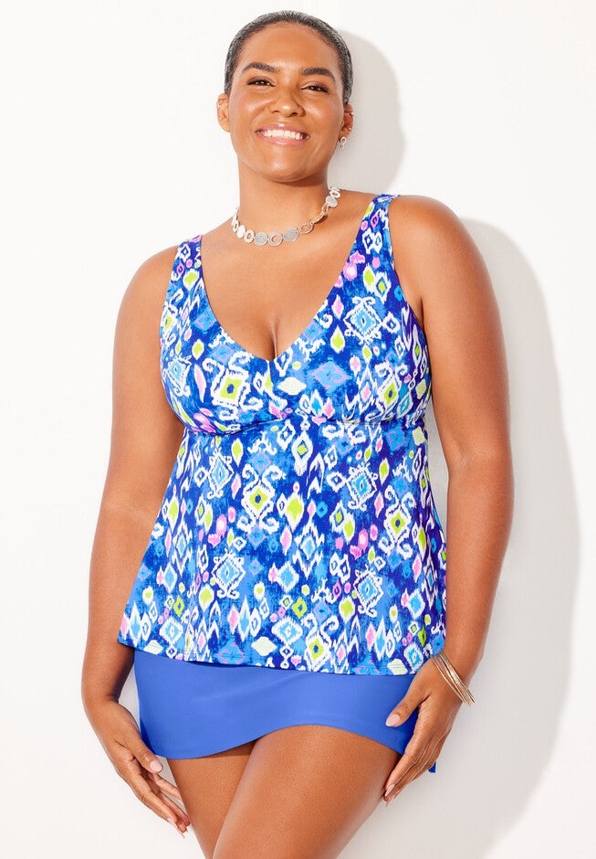 V-Neck Flowy Tankini Set, , hi-res image number null