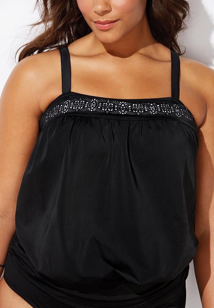 Laser Cut Blouson Tankini Set, , alternate image number 2