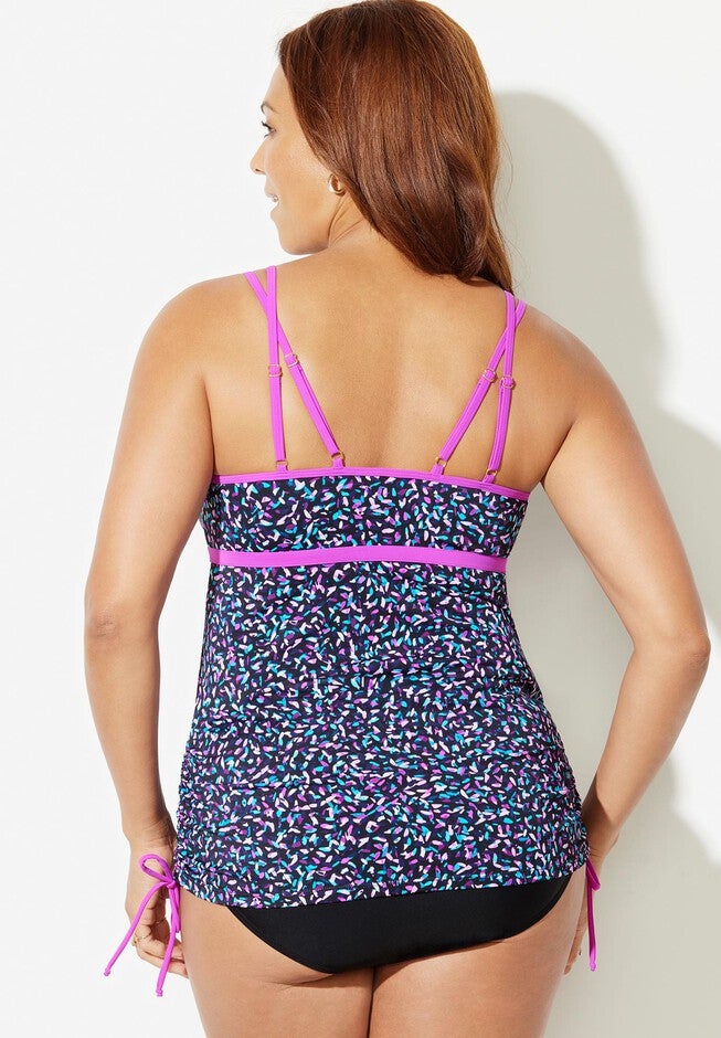 Longer Length Chlorine Resistant Adjustable Tankini Top, , alternate image number null