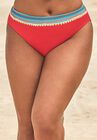 Mentor Ribbed High Waist Bikini Bottom, RED MULTI AZTEC, hi-res image number 0