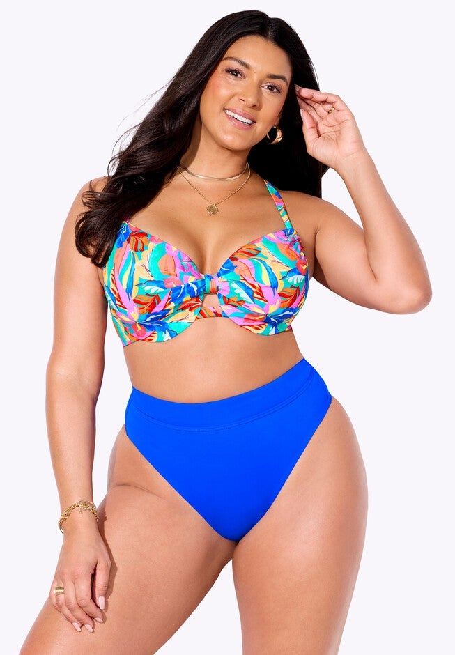 Leader Bra Sized Underwire High Waist Cheeky Bikini Set, , hi-res image number null