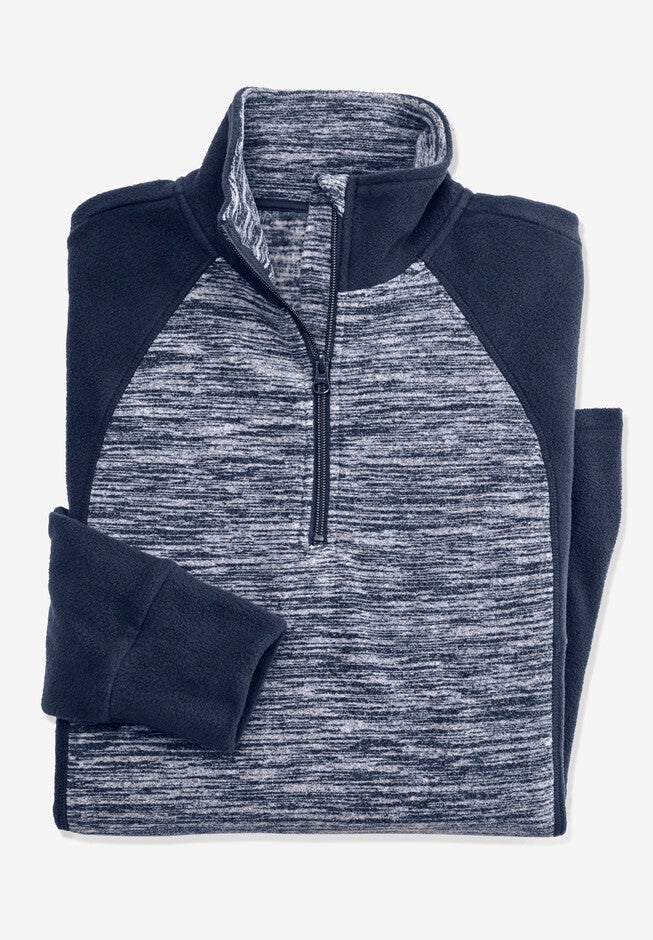Microfleece Quarter Zip Pullover With Colorblocking, , alternate image number null