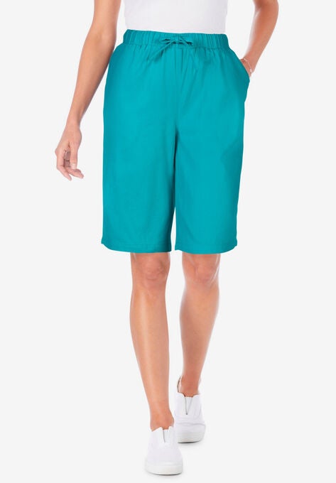Chambray Drawstring Shorts, WATERFALL, hi-res image number null