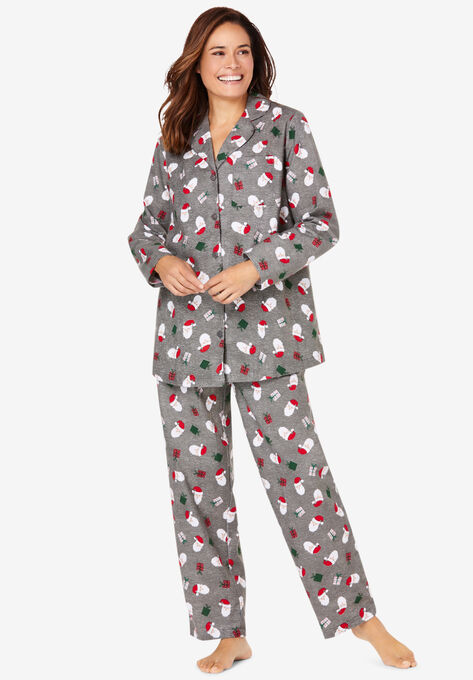 Classic Flannel Pajama Set , MEDIUM HEATHER GREY SANTA, hi-res image number null