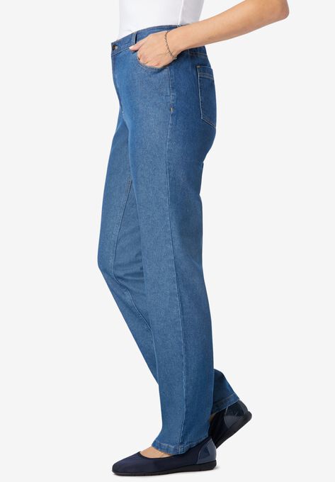 Side-Elastic Straight Leg Cotton Jean, , alternate image number null
