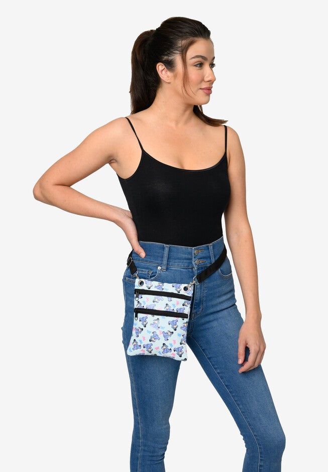 Eeyore Butterflies Passport Bag Travel Crossbody Purse Light Blue, , alternate image number null