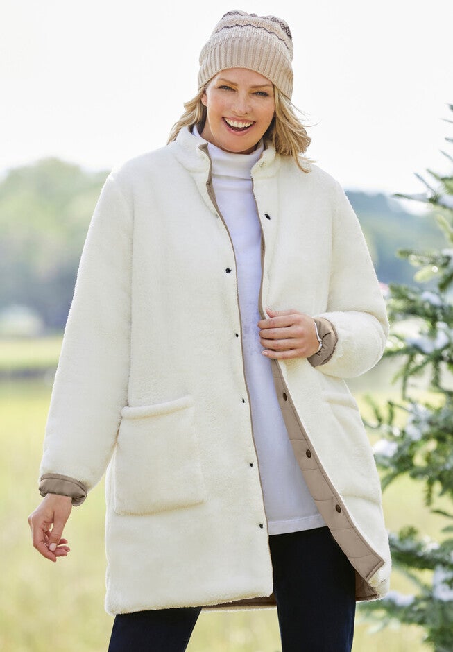 Reversible Puffer and Fleece Coat, , alternate image number null