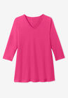 Perfect Three-Quarter Sleeve V-Neck Tunic, , alternate image number null