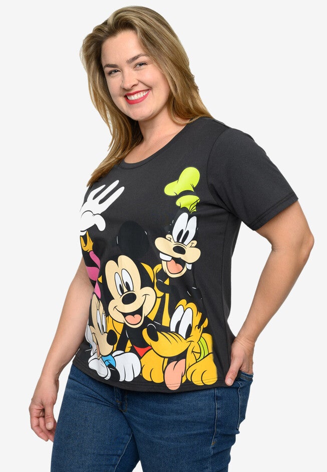 Disney Mickey Mouse & Crew Cropped T-Shirt Gray T-Shirt, , alternate image number null