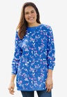 Thermal Sweatshirt, BRIGHT COBALT MULTI DELICATE FLORAL, hi-res image number null