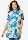 Perfect Printed Short-Sleeve Polo Shirt, BRIGHT COBALT MULTI PRETTY TROPICANA, hi-res image number null