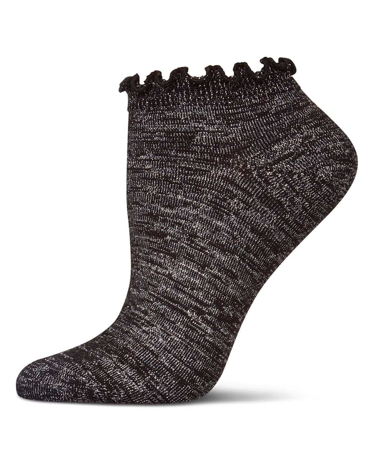 Women's Lurex Bamboo Shortie Socks, BLACK, hi-res image number 0