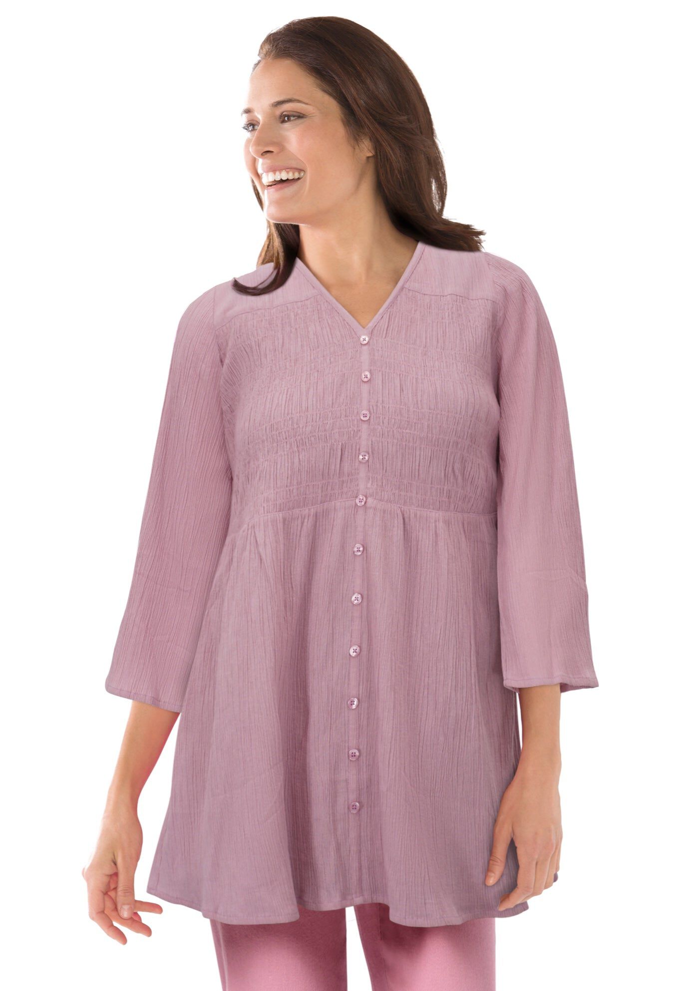 Smocked Blouse, DUSTY PINK, hi-res image number 0