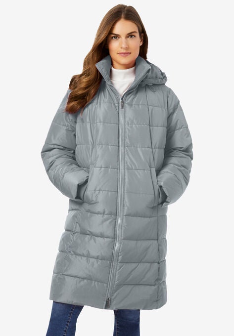 Hooded Puffer Coat, GUNMETAL, hi-res image number null
