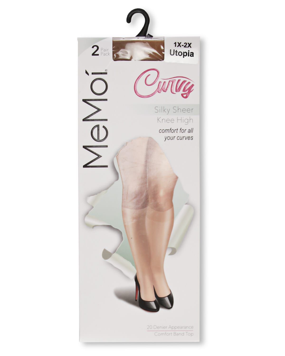 Women's 2 Pair Pack Silky Sheer Curvy Knee Highs, UTOPIA, alternate image number 1