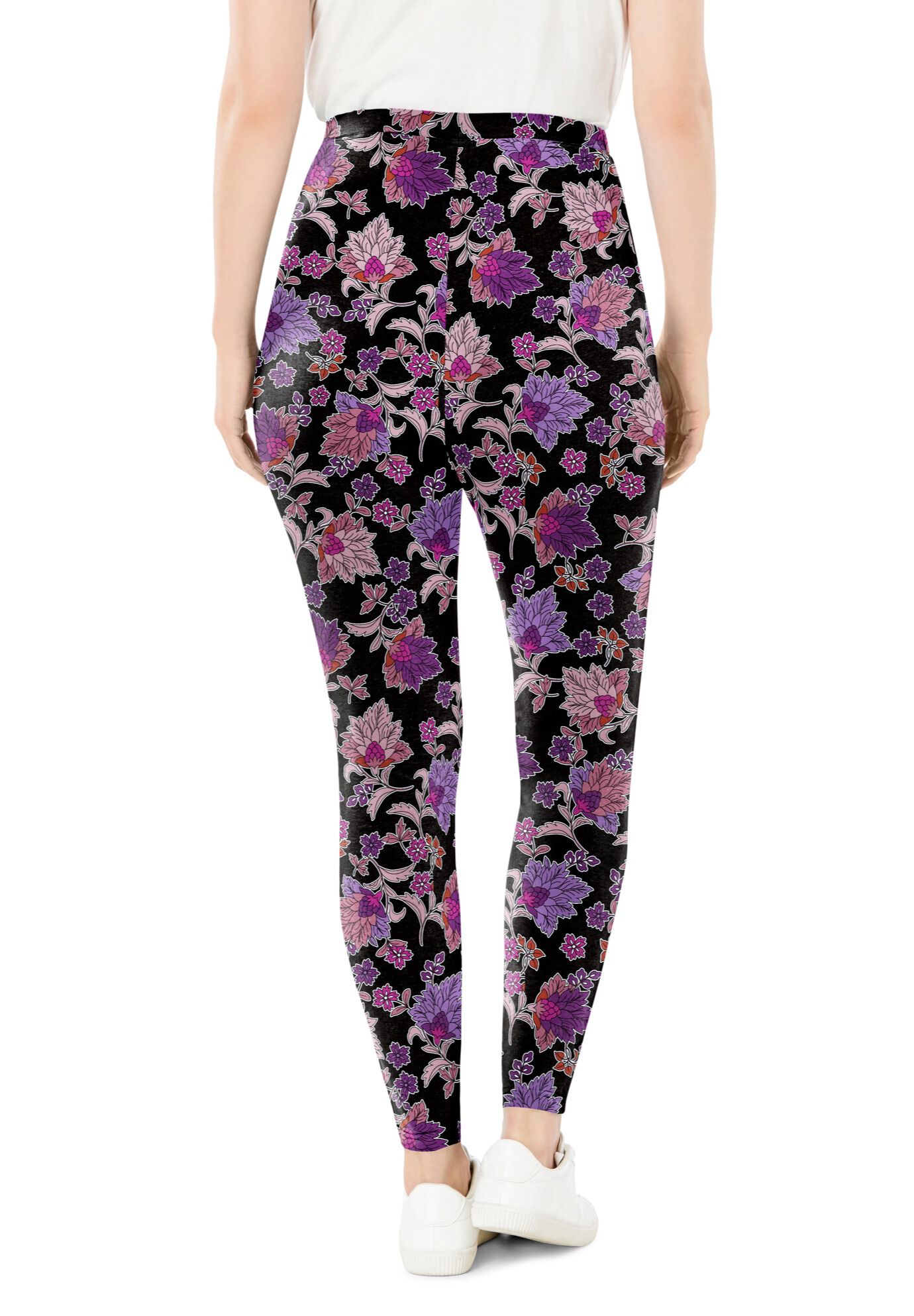 Stretch Cotton Cozy Legging, BLACK VIOLET LACE, on-hover image number 1