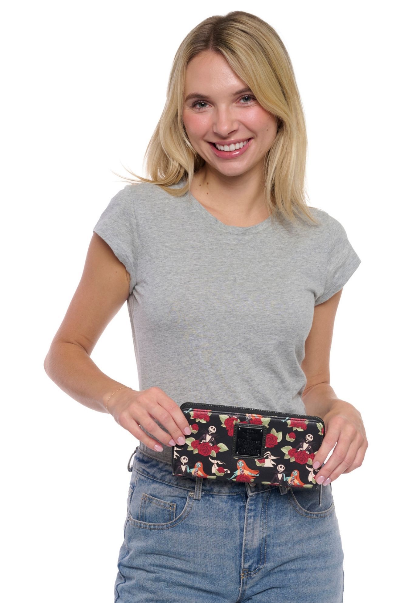 Loungefly x The Nightmare Before Christmas Jack Skellington Floral Zip Wallet, BLACK, alternate image number 5