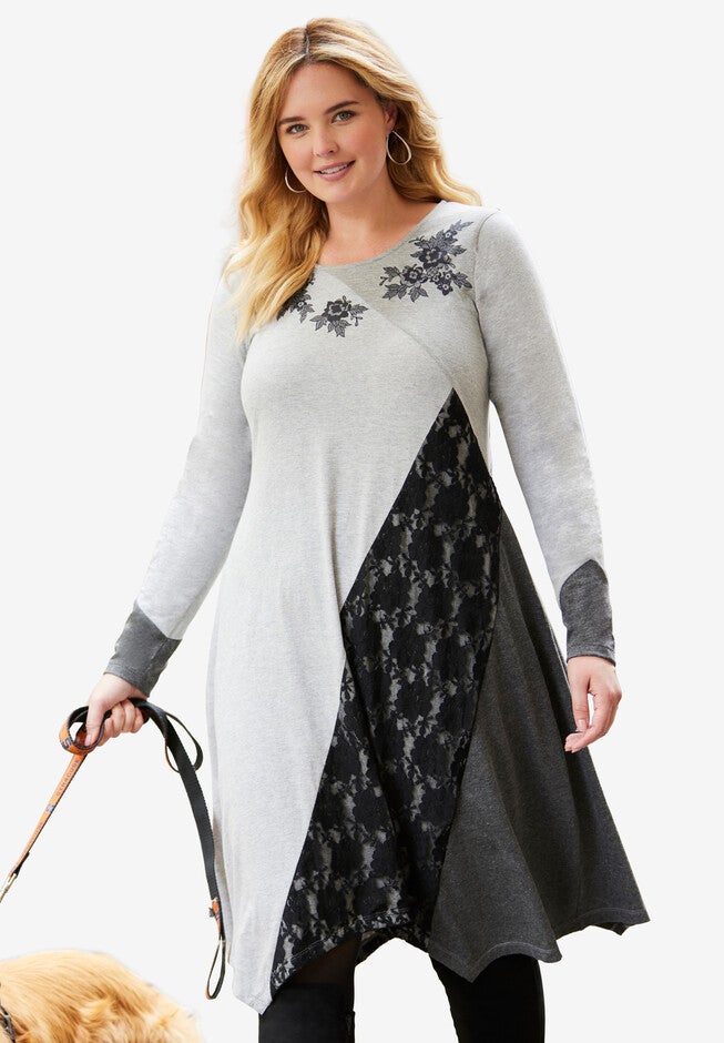 Knit Dress, BLACK BOUQUET PRINT, hi-res image number 0