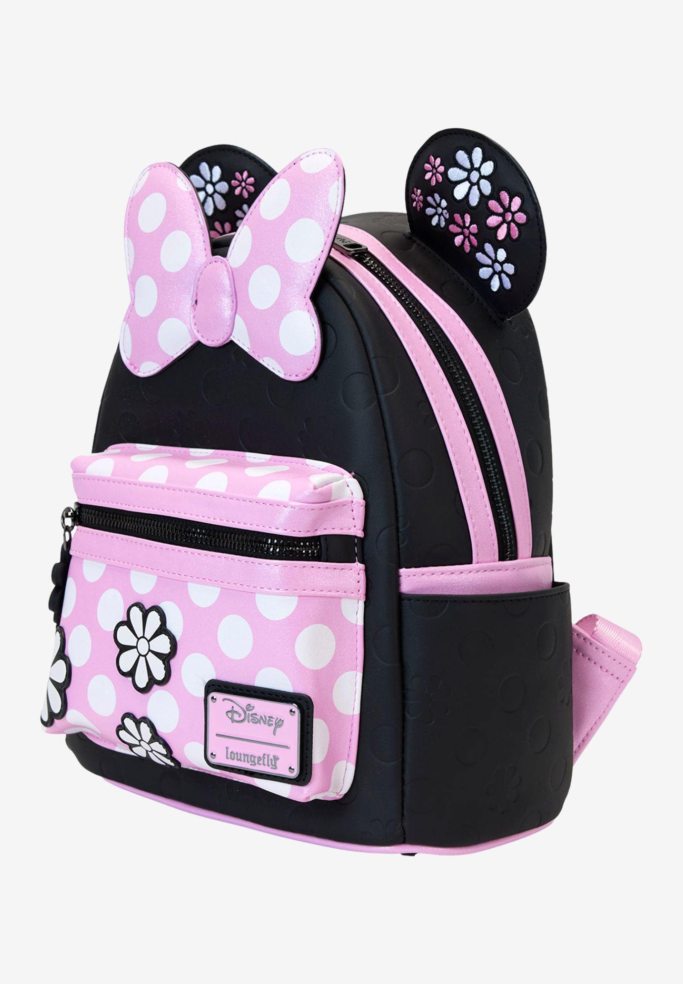Loungefly x Disney Minnie Mouse Mini Backpack Floral Rock The Dots, BLACK, alternate image number 2