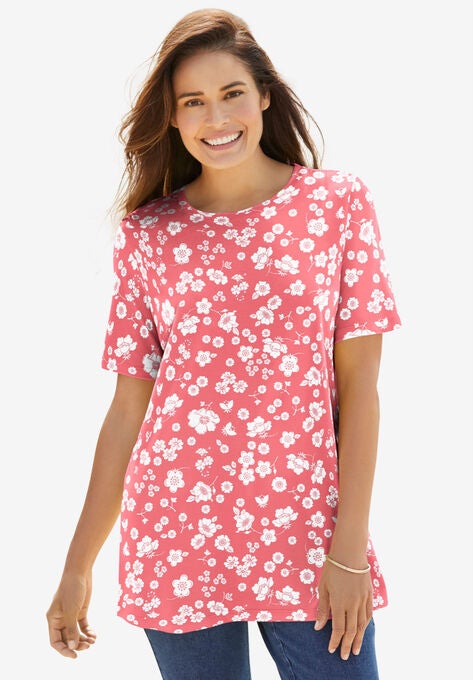 Perfect Printed Short-Sleeve Crewneck Tee, , alternate image number null