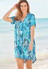 Hooded Drawstring Cover Up, BLUE MIXED SNAKE, hi-res image number null