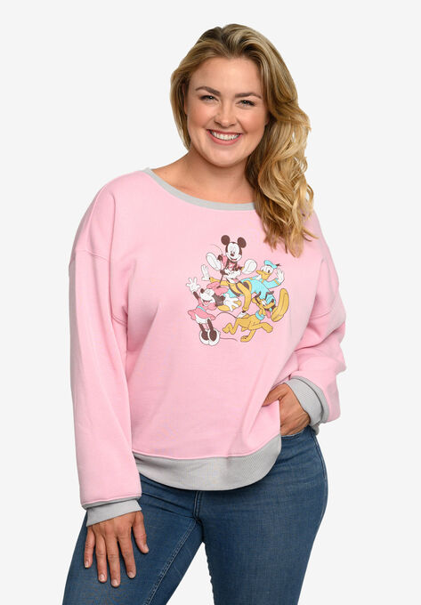 Mickey Mouse & Friends Fleece Long Sleeve Sweatshirt Pink Grey, , on-hover image number null