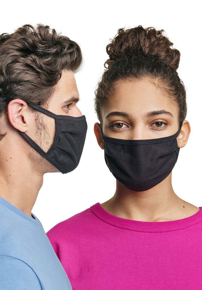 Hanes Wicking Cotton Masks 10-Pack, BLACK, hi-res image number 0