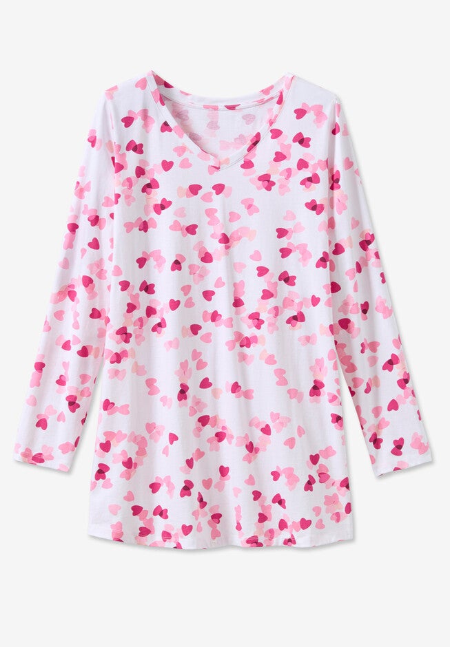 Perfect Printed Long-Sleeve V-Neck Tunic, , alternate image number null