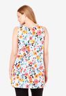Perfect Printed Sleeveless Shirred U-Neck Tunic, , on-hover image number 1