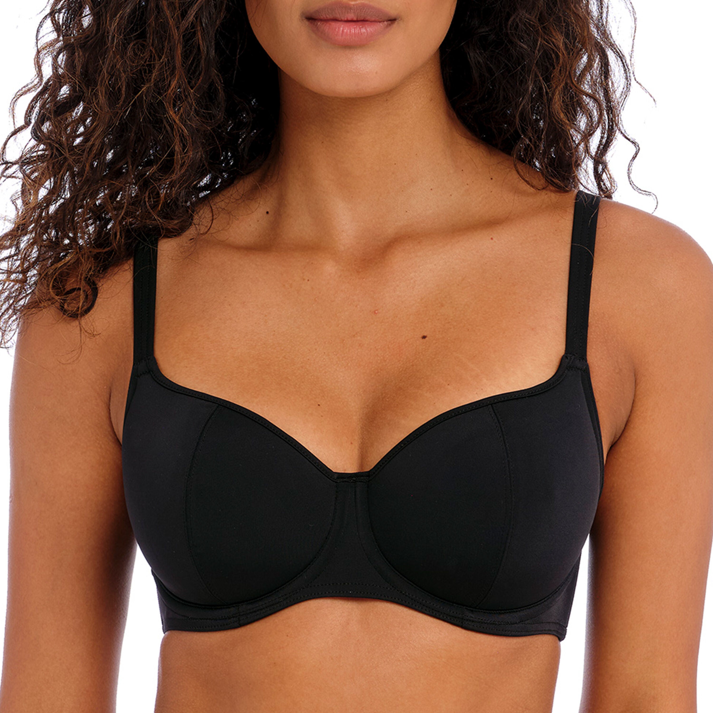 Jewel Cove Underwire Sweetheart Bikini Top, PLAIN BLACK, hi-res image number 0