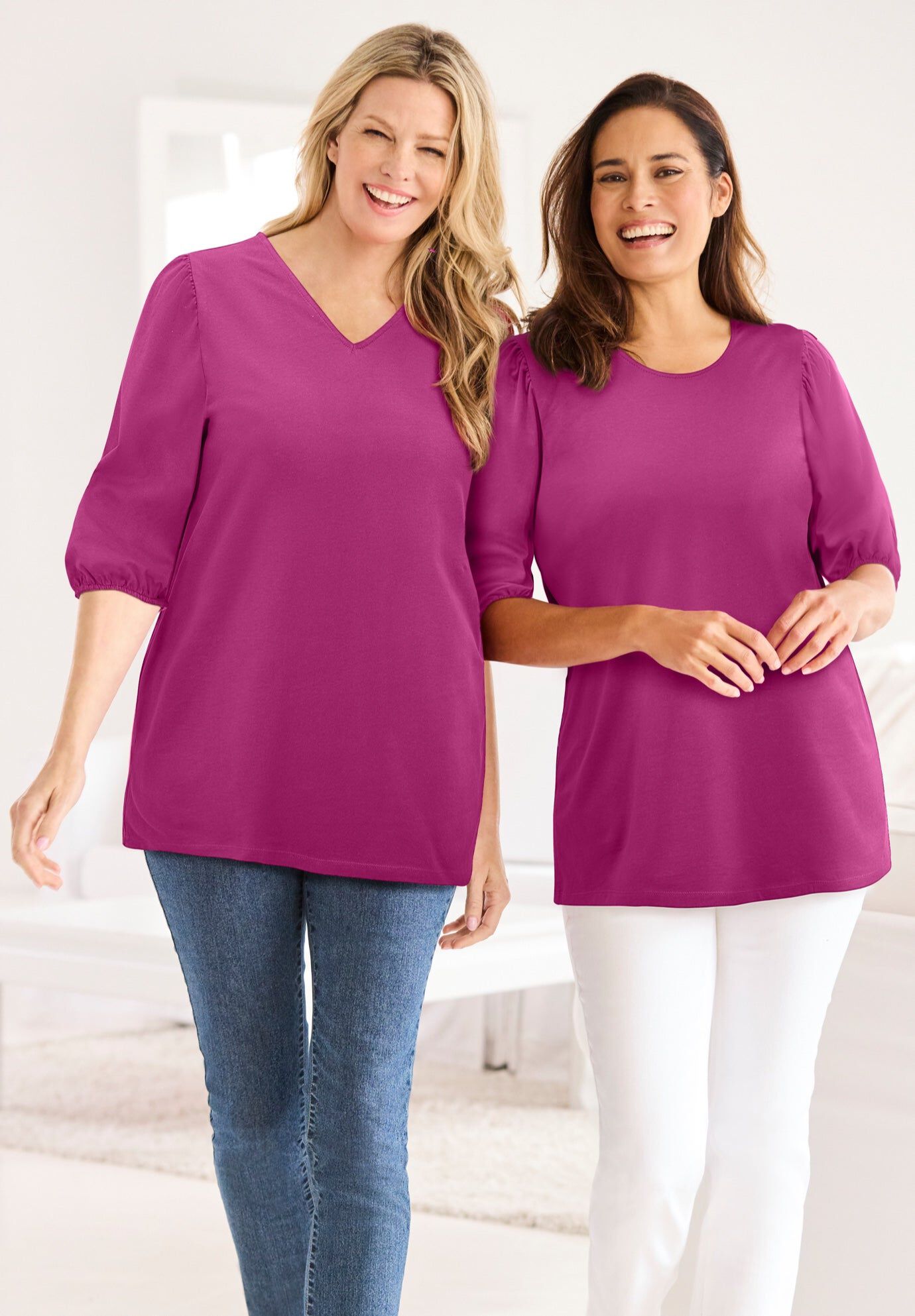 Reversible Neckline Tunic, RASPBERRY, hi-res image number 0