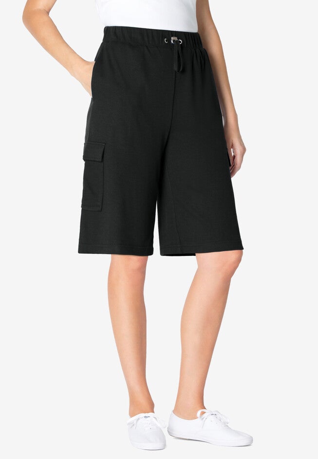 Pull-On Knit Cargo Short, BLACK, hi-res image number 0