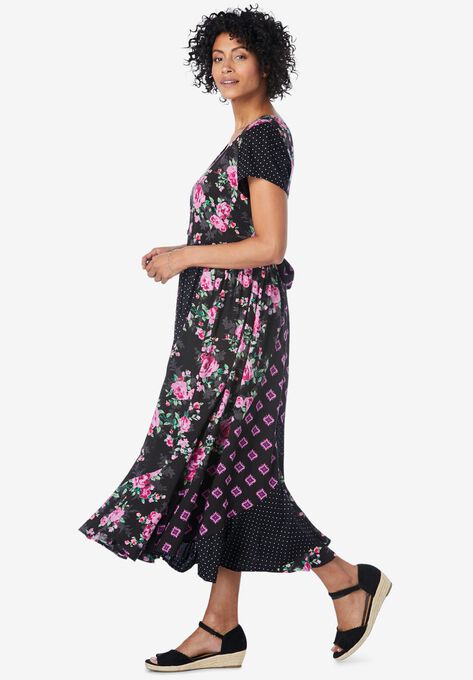 Mixed Print Maxi Dress, , alternate image number null