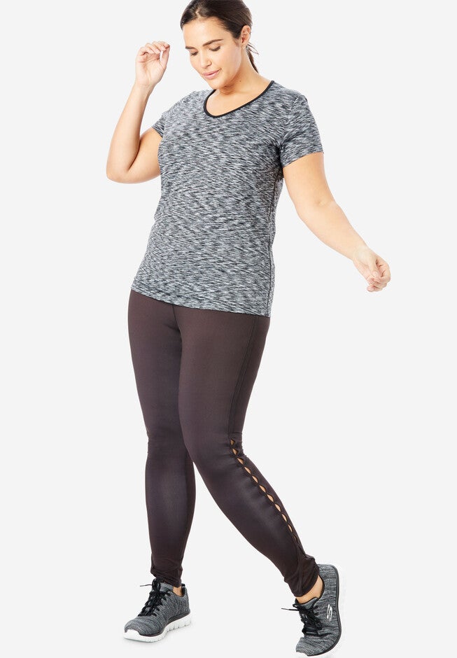 Peached Knit Tee , BLACK WHITE SPACE DYE, hi-res image number null