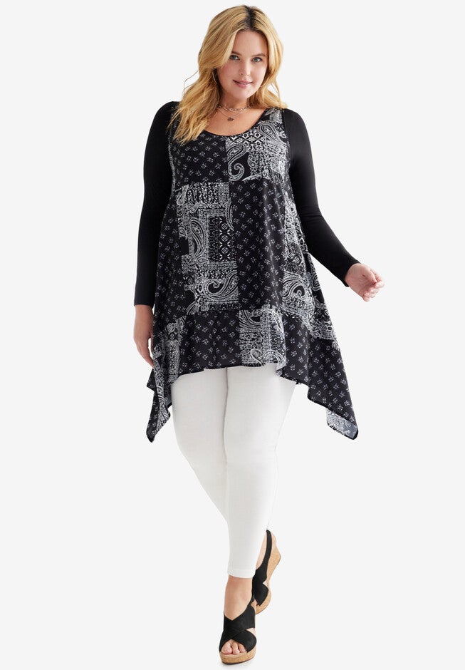 2-Fer Tunic, BLACK PAISLEY PATCHWORK, hi-res image number null