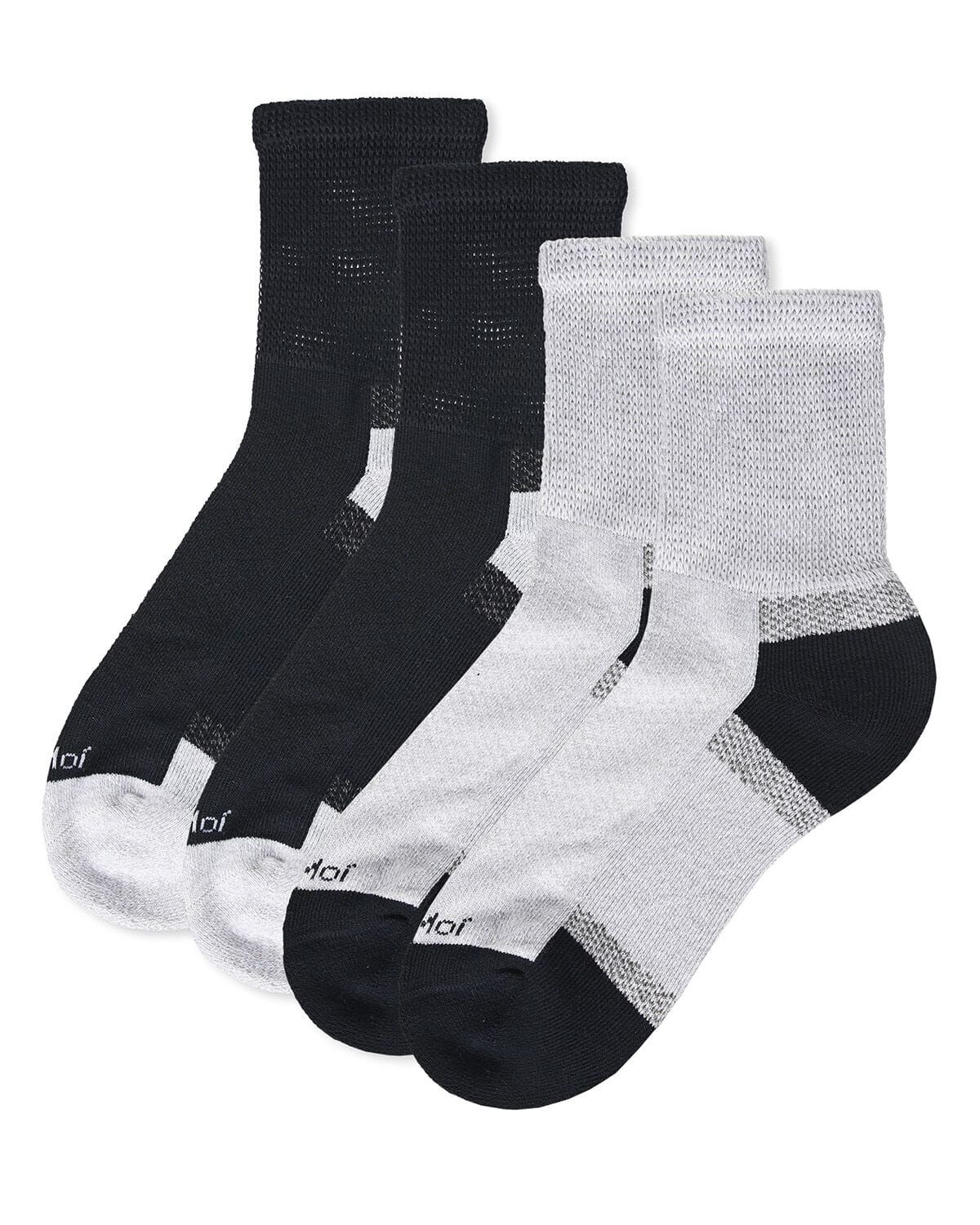 2 Pair Pack Diabetic Half Cushion Quarter Socks, NAVY GRAY, alternate image number 1