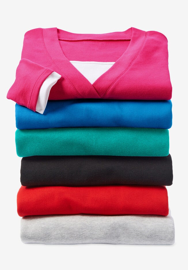 Long-Sleeve Layered-Look V-Neckline Tunic, , alternate image number null