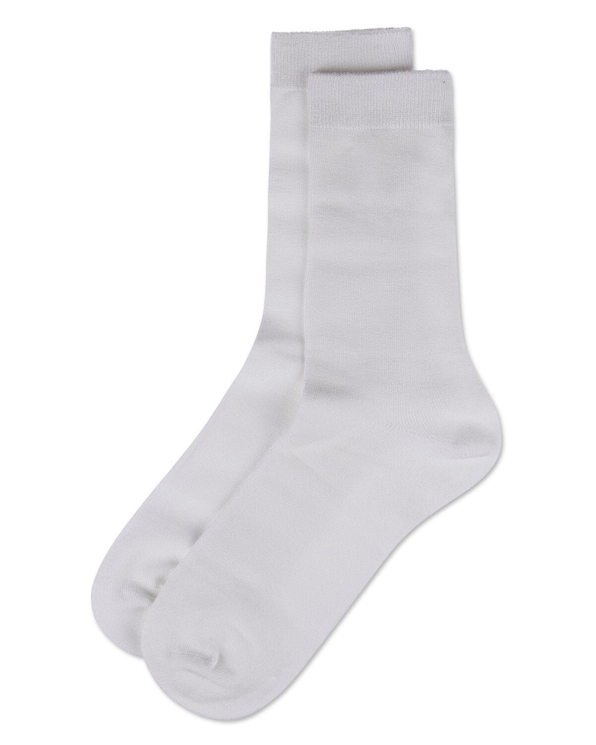 Women's Flat-Knit Bamboo Blend Crew Socks, WHITE, alternate image number 1